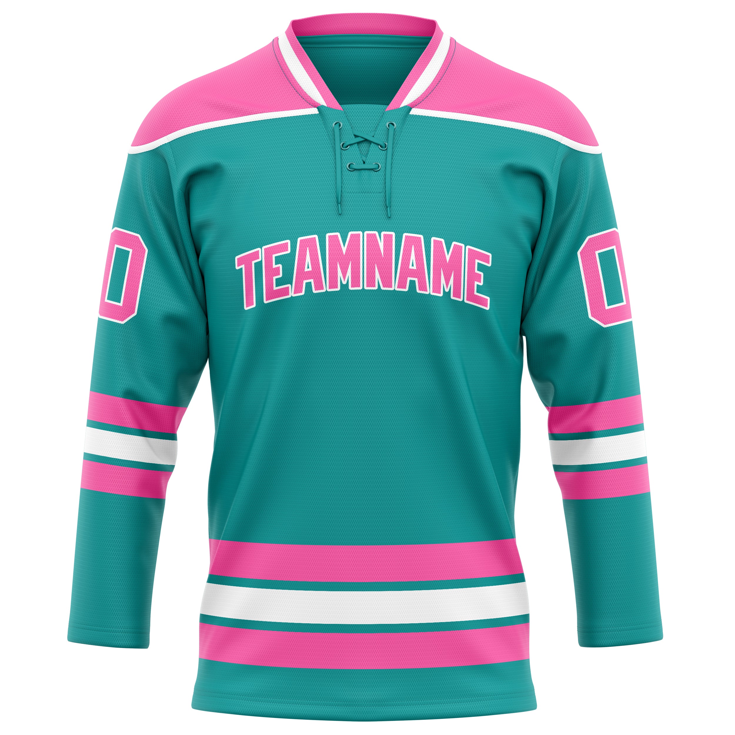 Personalized Aqua & Pink Solid Colour Hockey Jersey