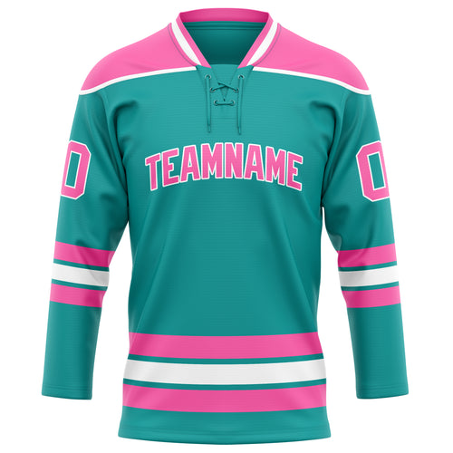 Personalized Aqua & Pink Solid Colour Hockey Jersey
