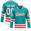 Personalized Aqua & Red Solid Colour Hockey Jersey