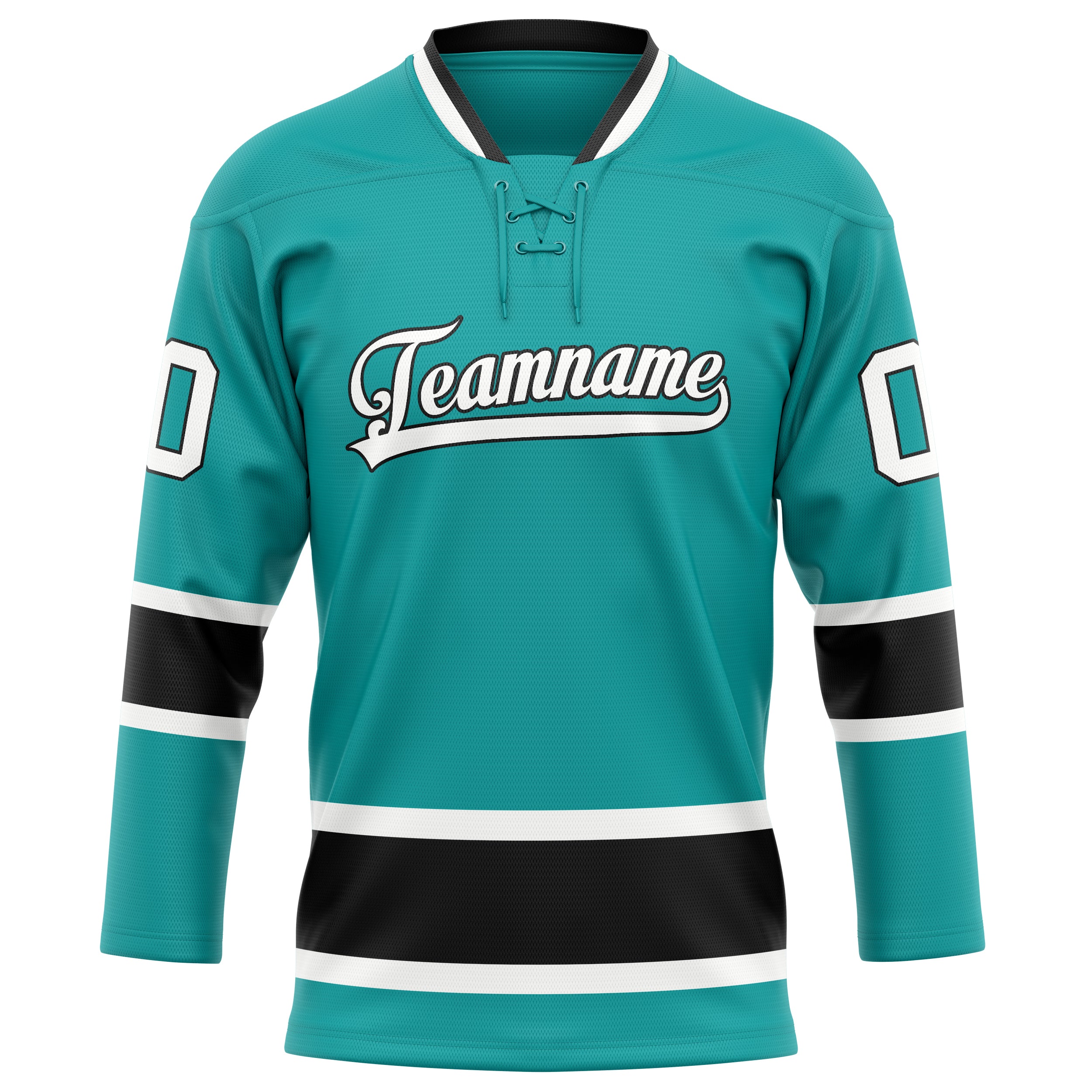 Personalized Aqua & Black Solid Colour Hockey Jersey