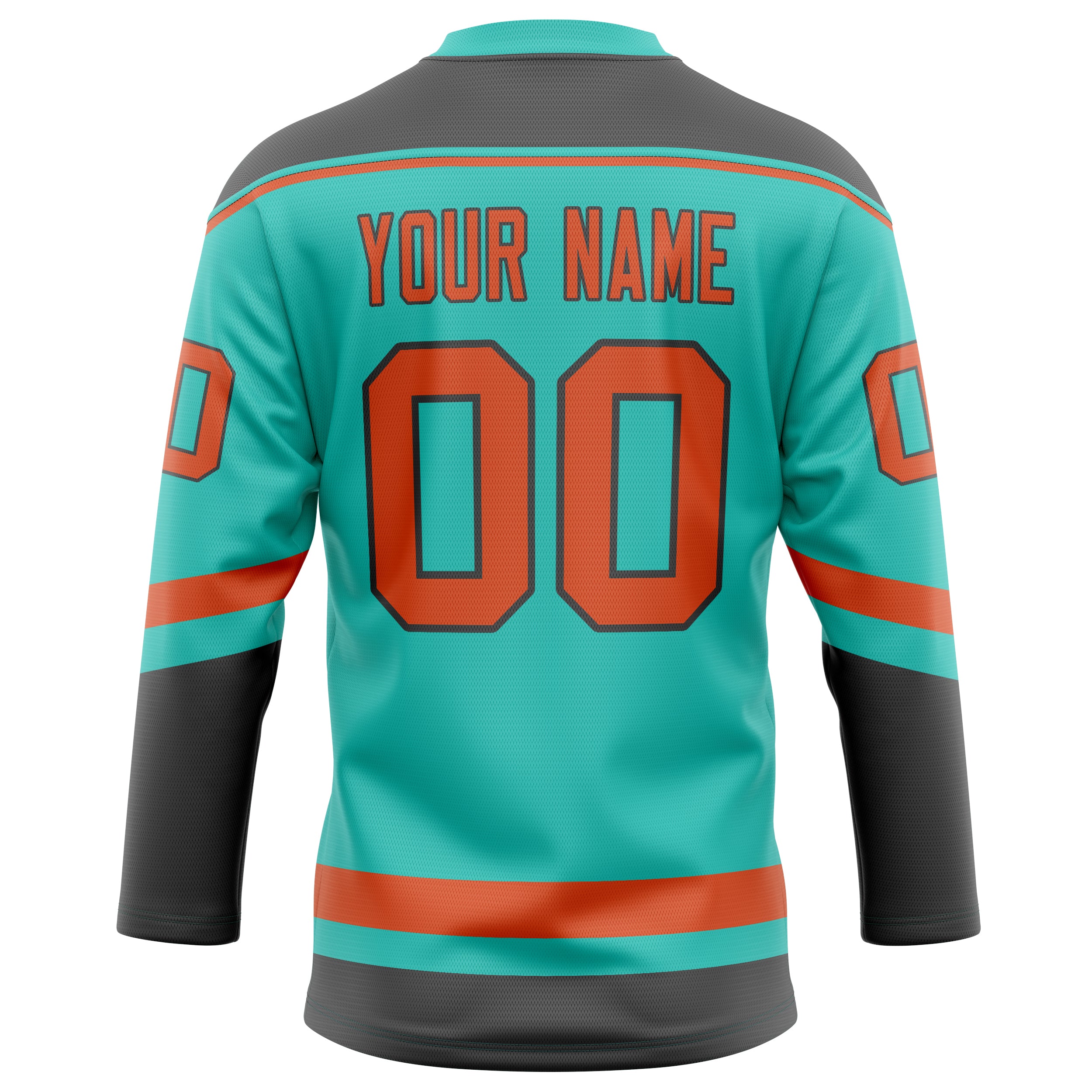 Personalized Aqua & Red Solid Colour Hockey Jersey