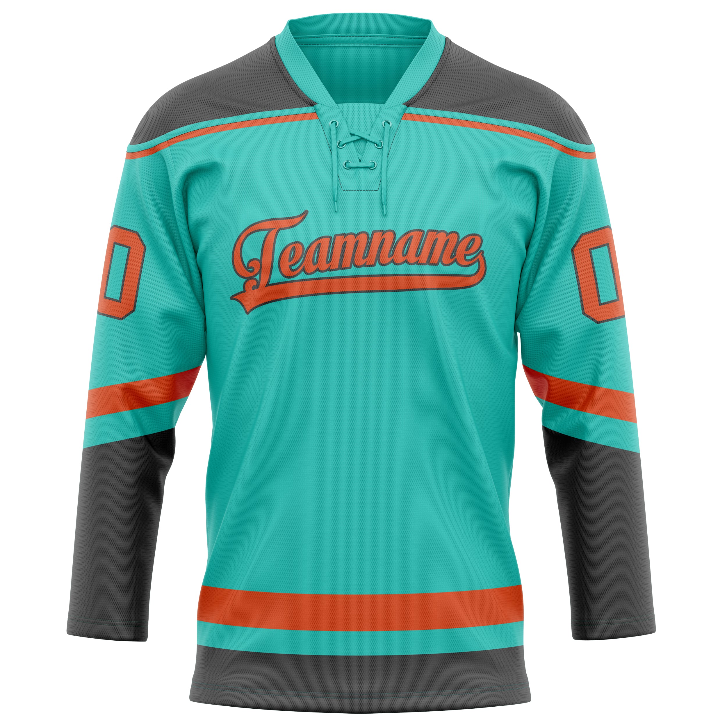 Personalized Aqua & Red Solid Colour Hockey Jersey