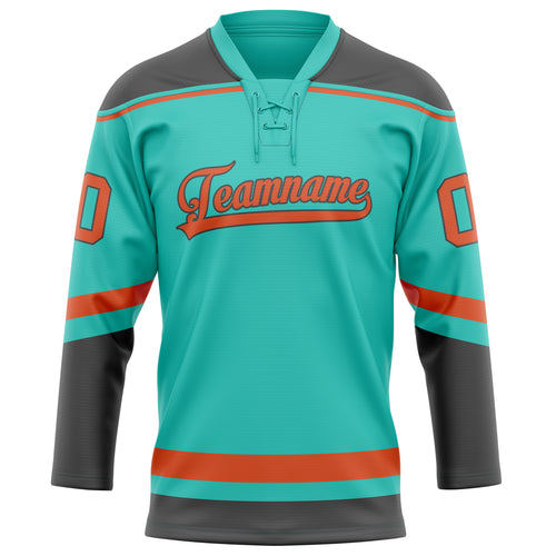 Personalized Aqua & Red Solid Colour Hockey Jersey