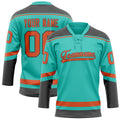 Personalized Aqua & Red Solid Colour Hockey Jersey
