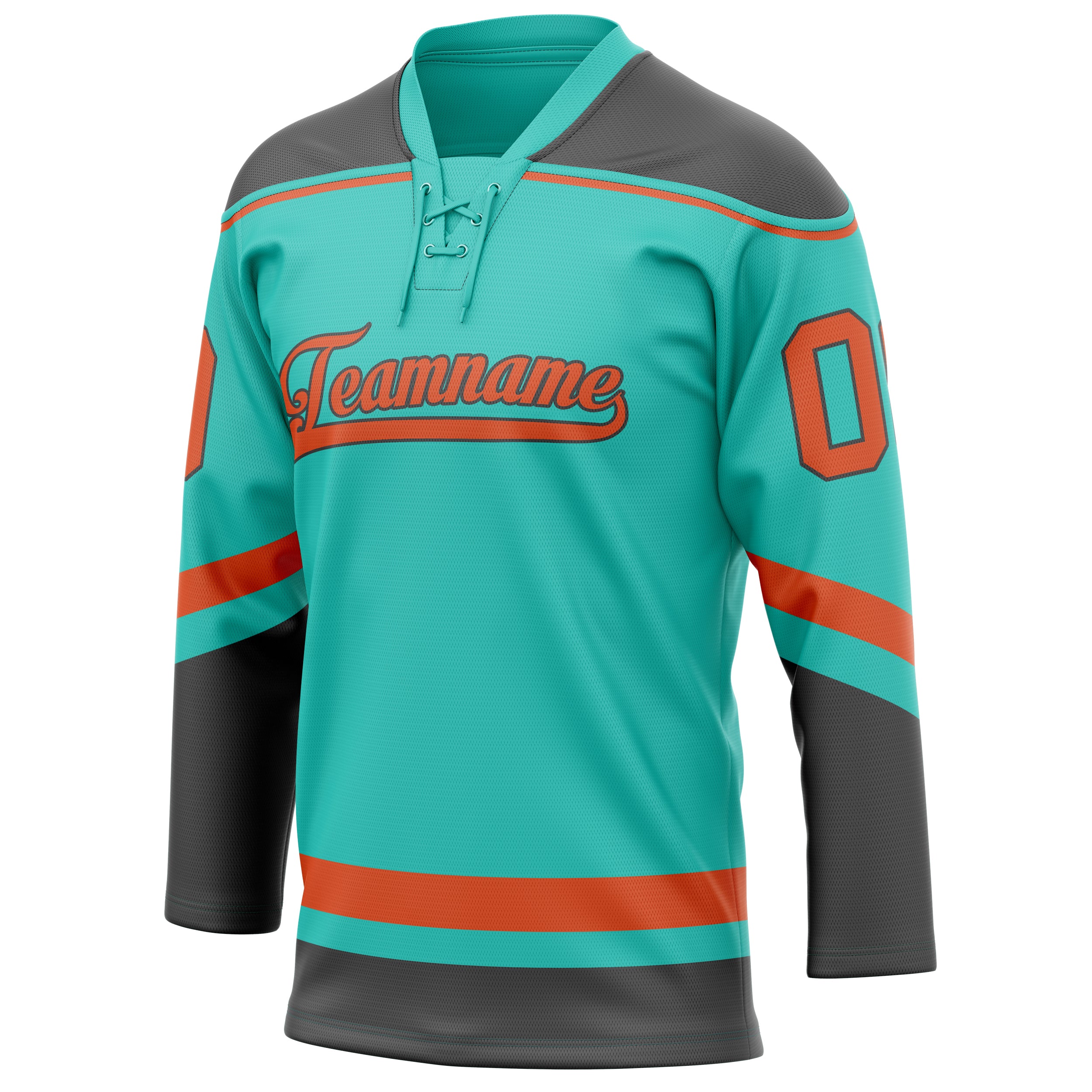 Personalized Aqua & Red Solid Colour Hockey Jersey