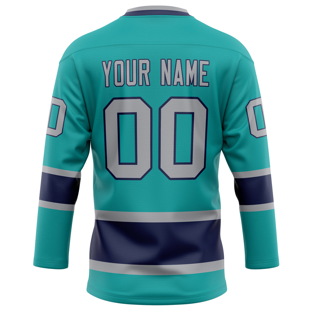 Personalized Aqua & Navy Solid Colour Hockey Jersey