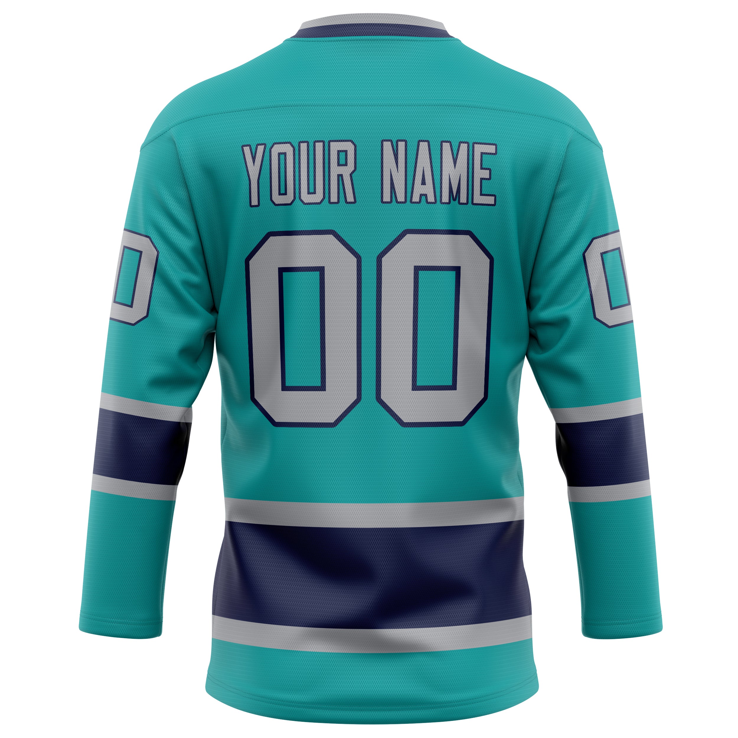 Personalized Aqua & Navy Solid Colour Hockey Jersey