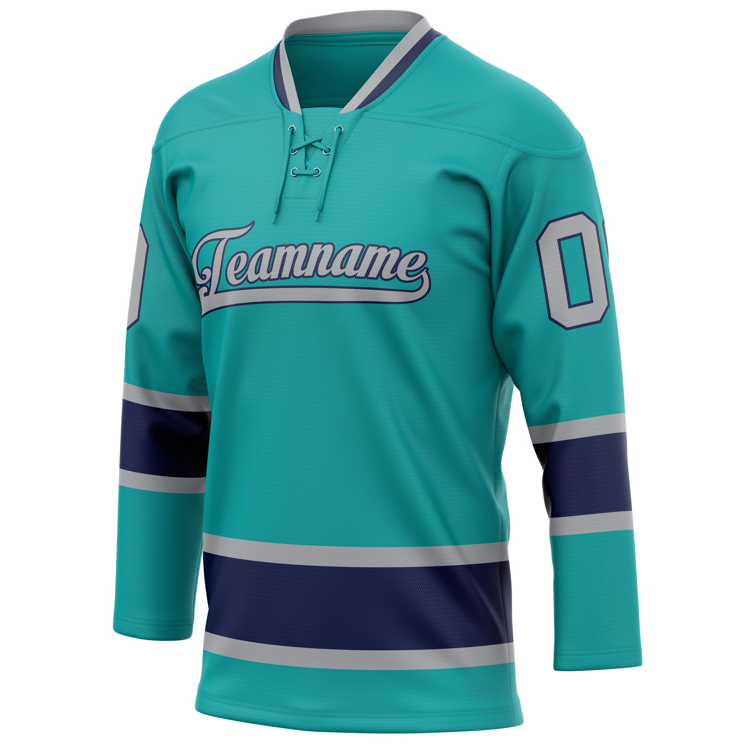 Personalized Aqua & Navy Solid Colour Hockey Jersey