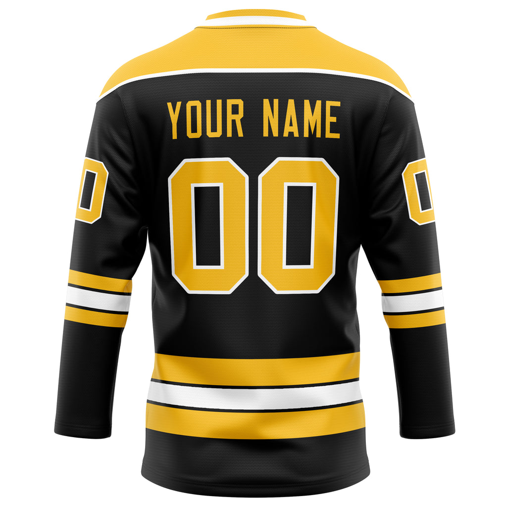 Personalized Black & Gold Solid Colour Hockey Jersey