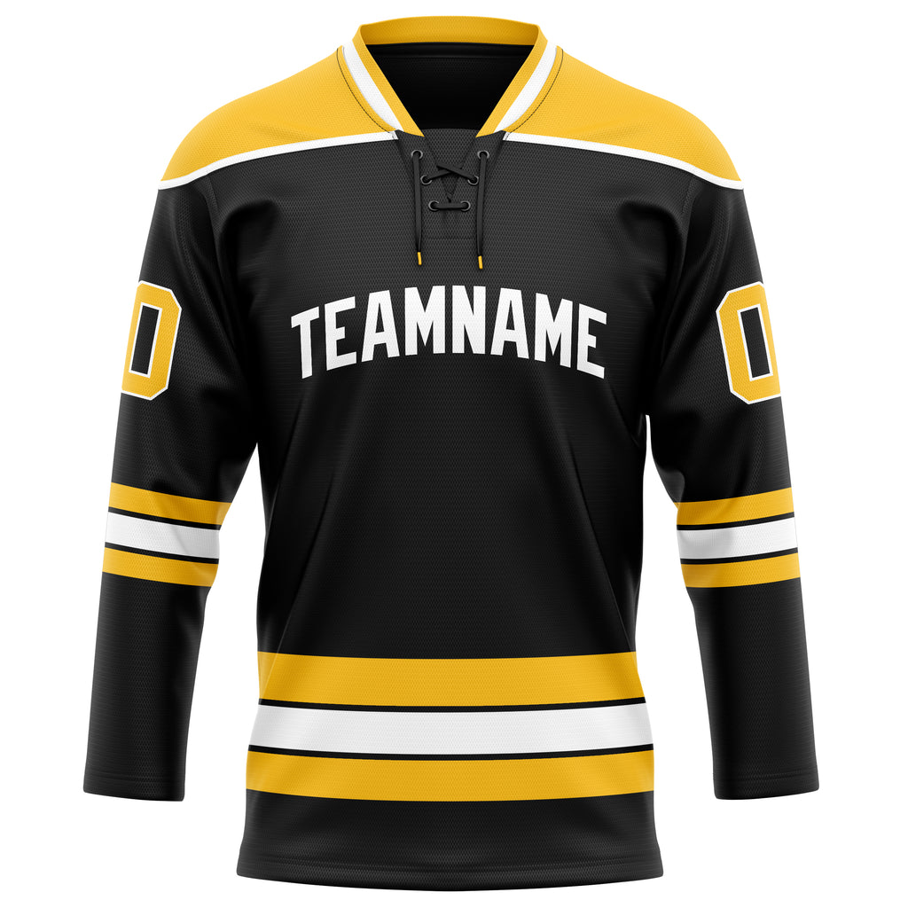 Personalized Black & Gold Solid Colour Hockey Jersey