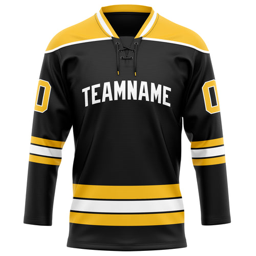 Personalized Black & Gold Solid Colour Hockey Jersey