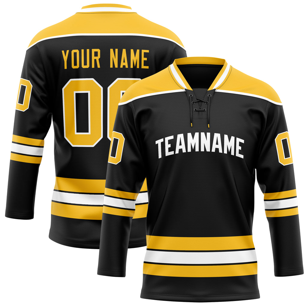 Personalized Black & Gold Solid Colour Hockey Jersey