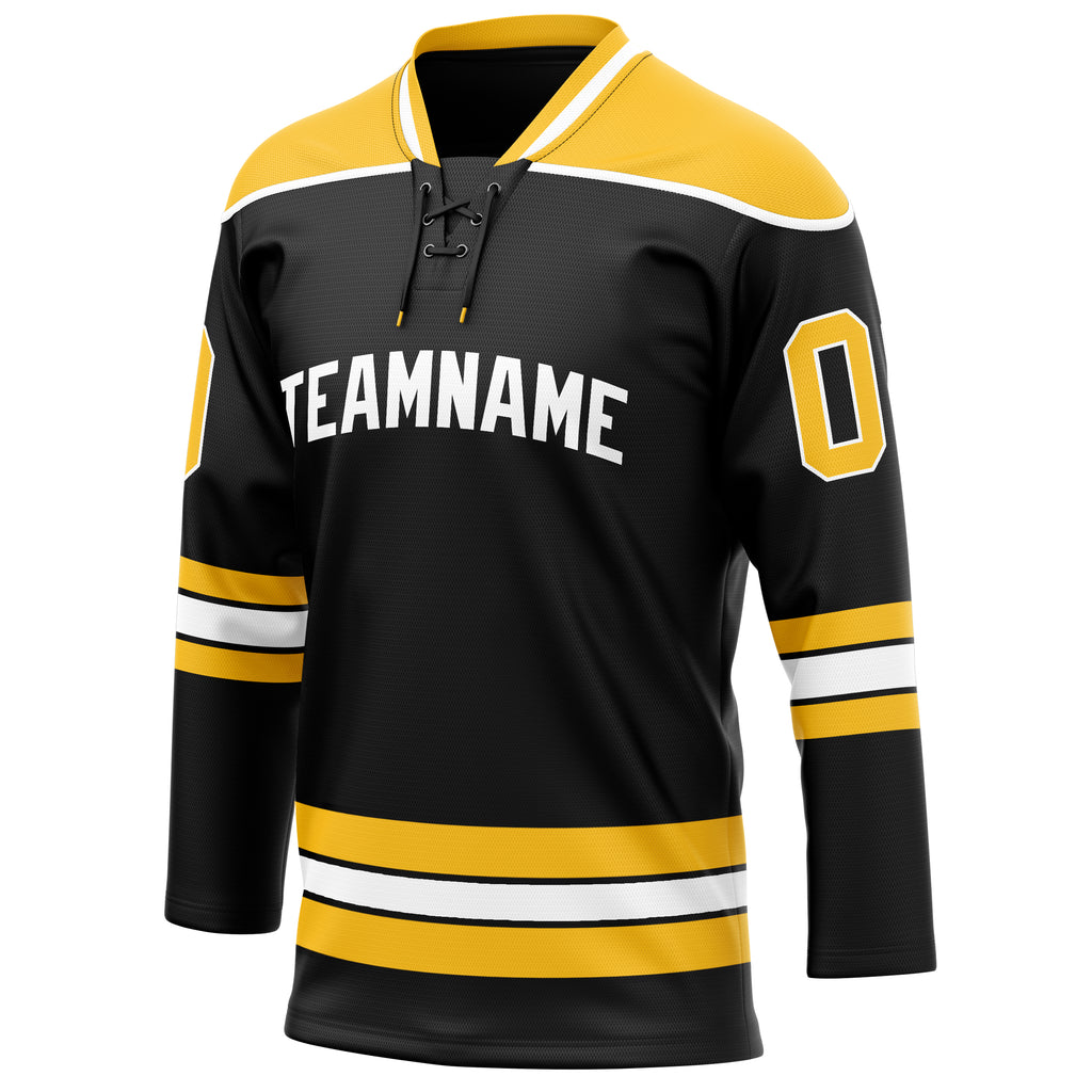 Personalized Black & Gold Solid Colour Hockey Jersey