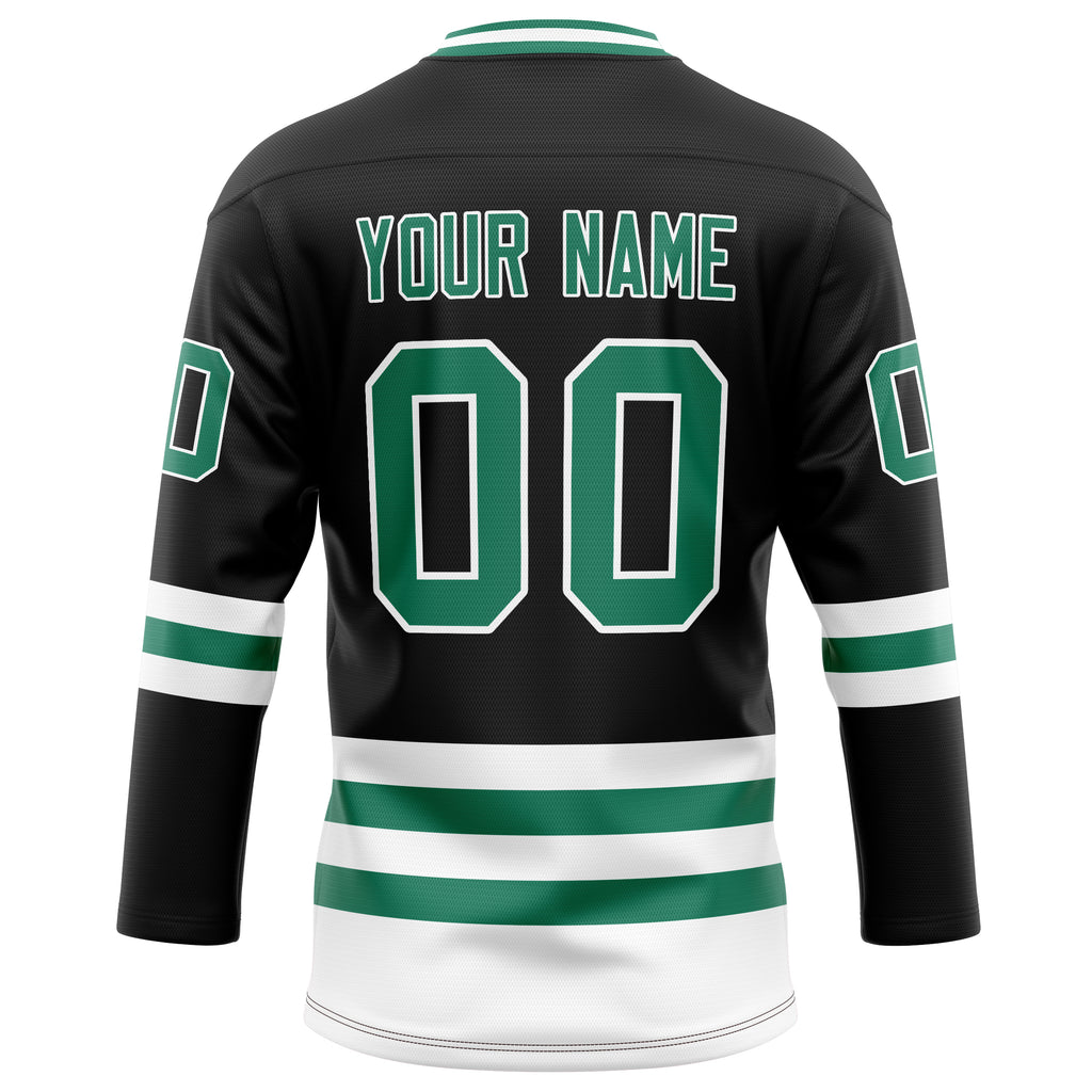 Personalized Black & Kelly Green Solid Colour Hockey Jersey
