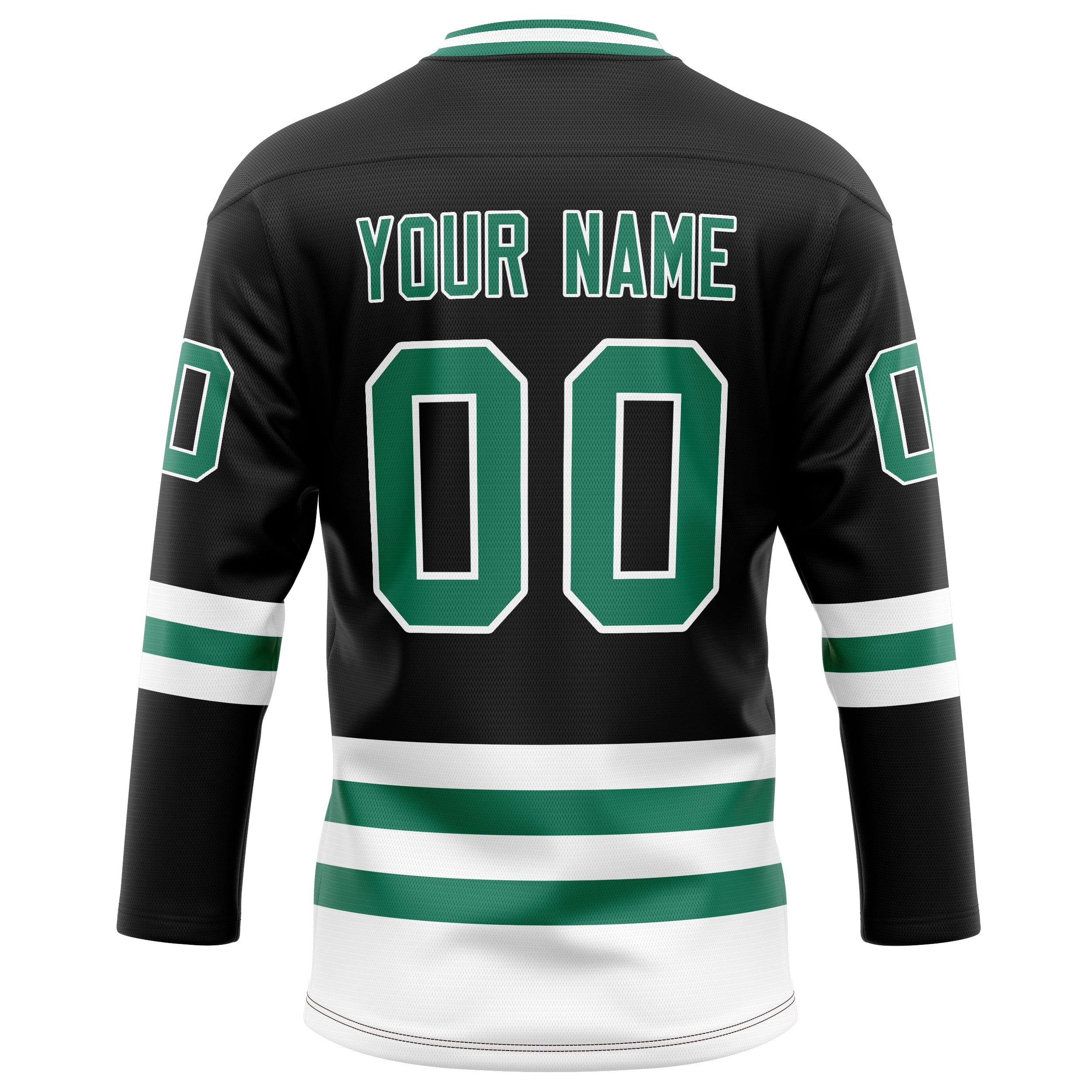 Personalized Black & Kelly Green Solid Colour Hockey Jersey