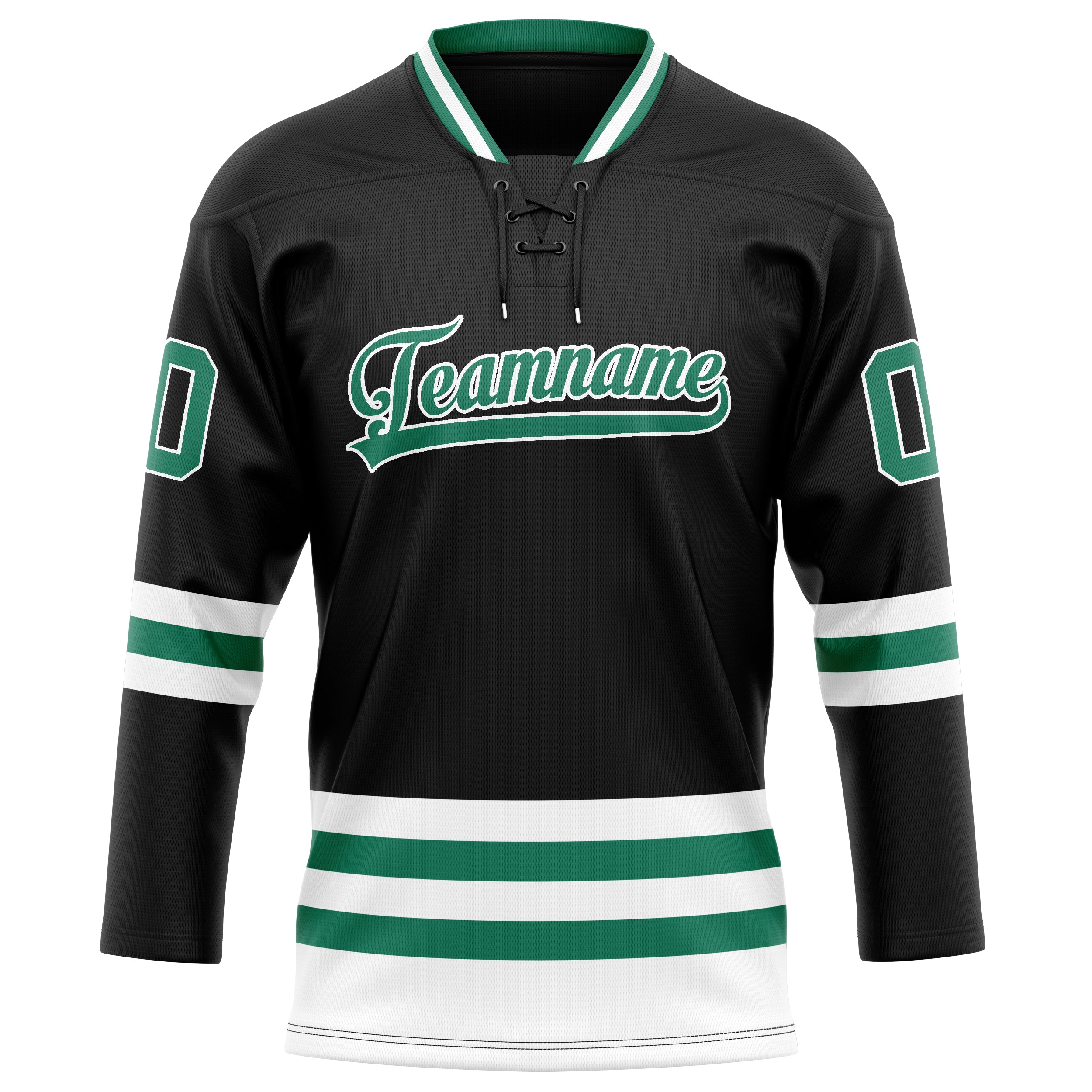 Personalized Black & Kelly Green Solid Colour Hockey Jersey