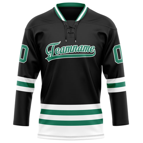 Personalized Black & Kelly Green Solid Colour Hockey Jersey