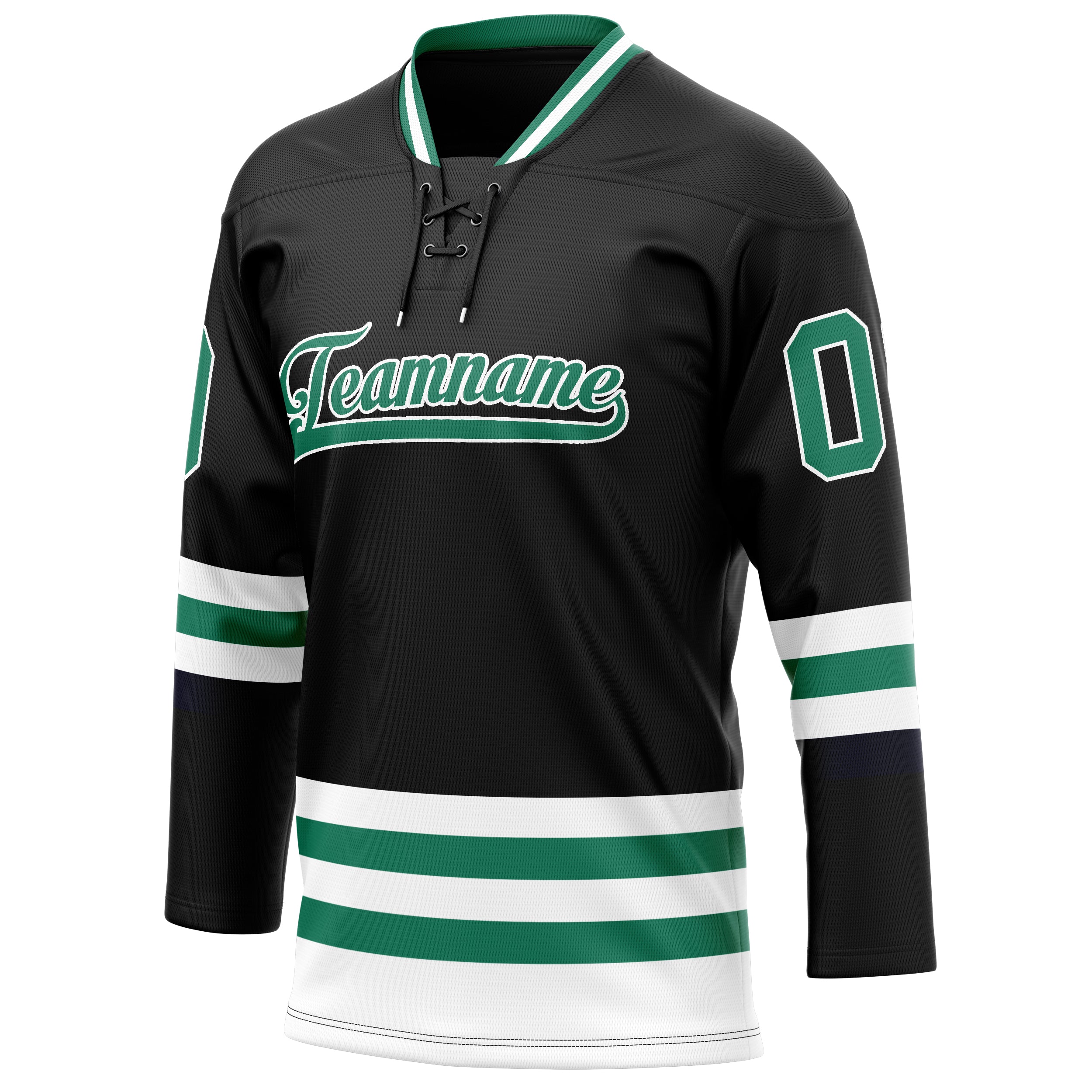 Personalized Black & Kelly Green Solid Colour Hockey Jersey