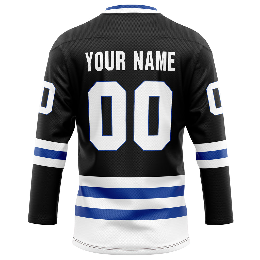 Personalized Black & Royal Solid Colour Hockey Jersey