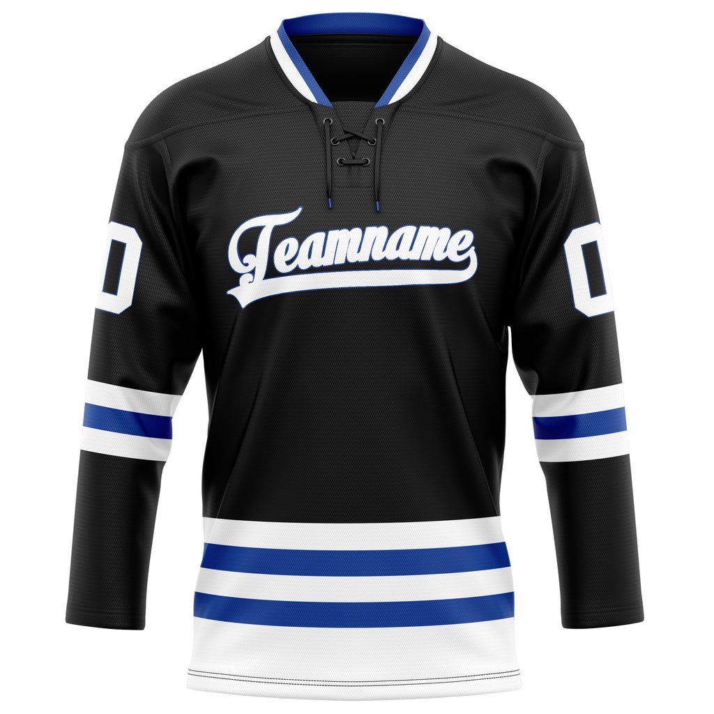 Personalized Black & Royal Solid Colour Hockey Jersey