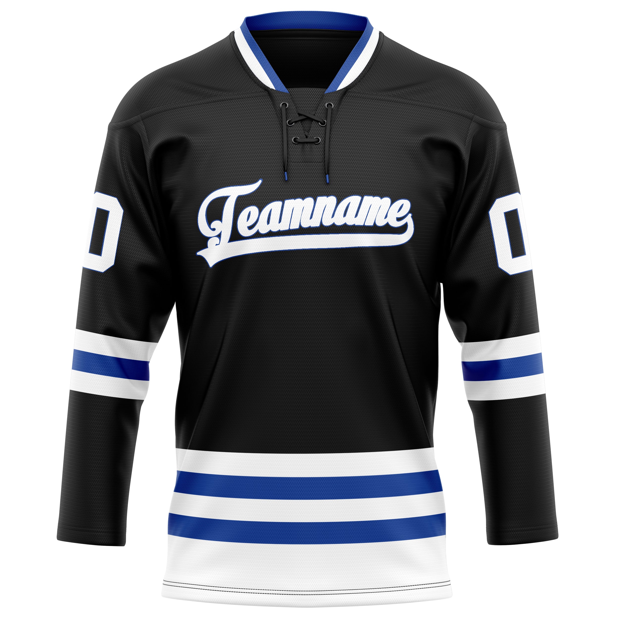 Personalized Black & Royal Solid Colour Hockey Jersey