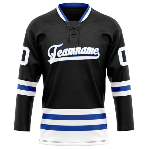 Personalized Black & Royal Solid Colour Hockey Jersey
