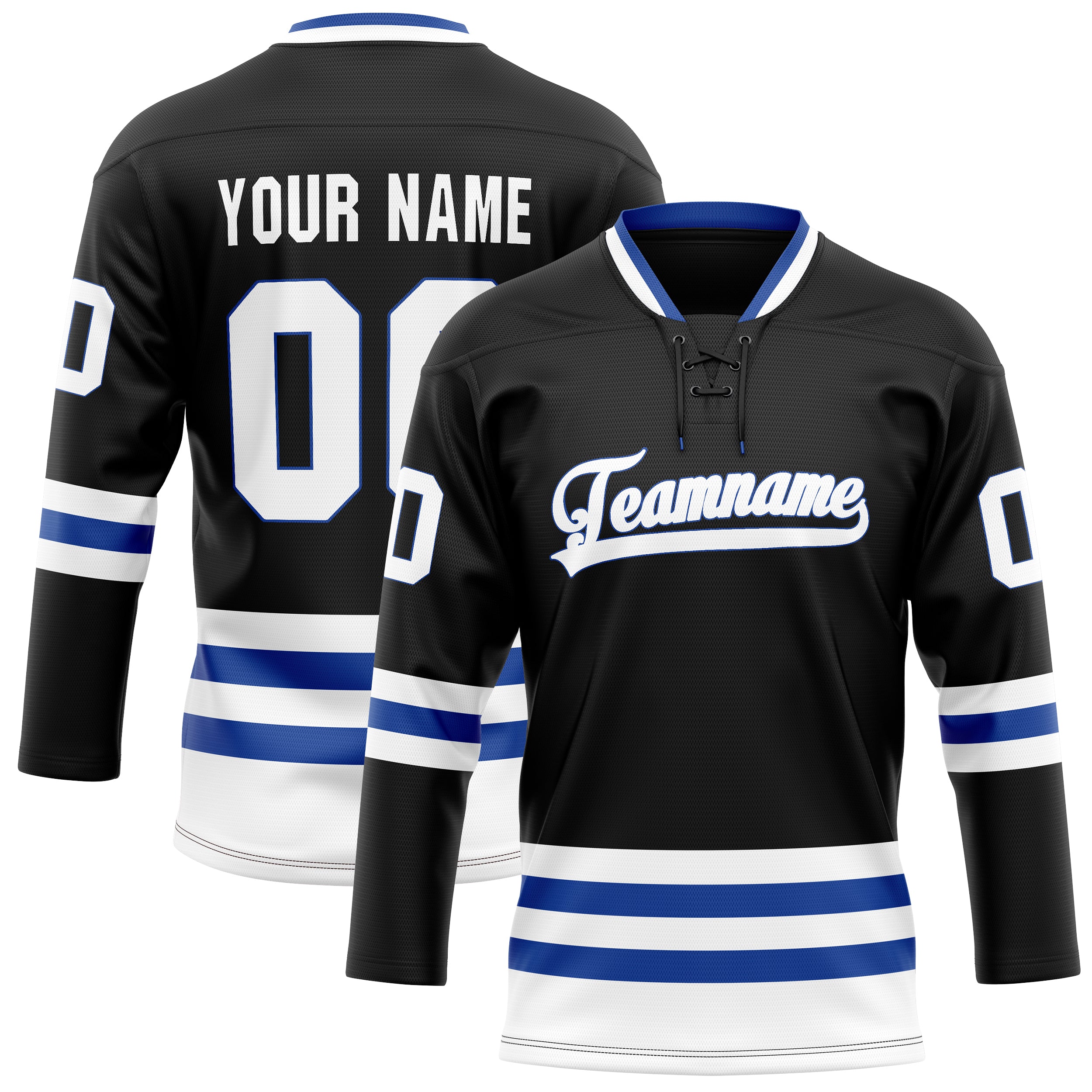 Personalized Black & Royal Solid Colour Hockey Jersey