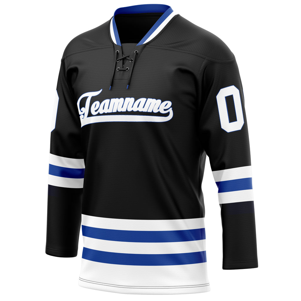 Personalized Black & Royal Solid Colour Hockey Jersey