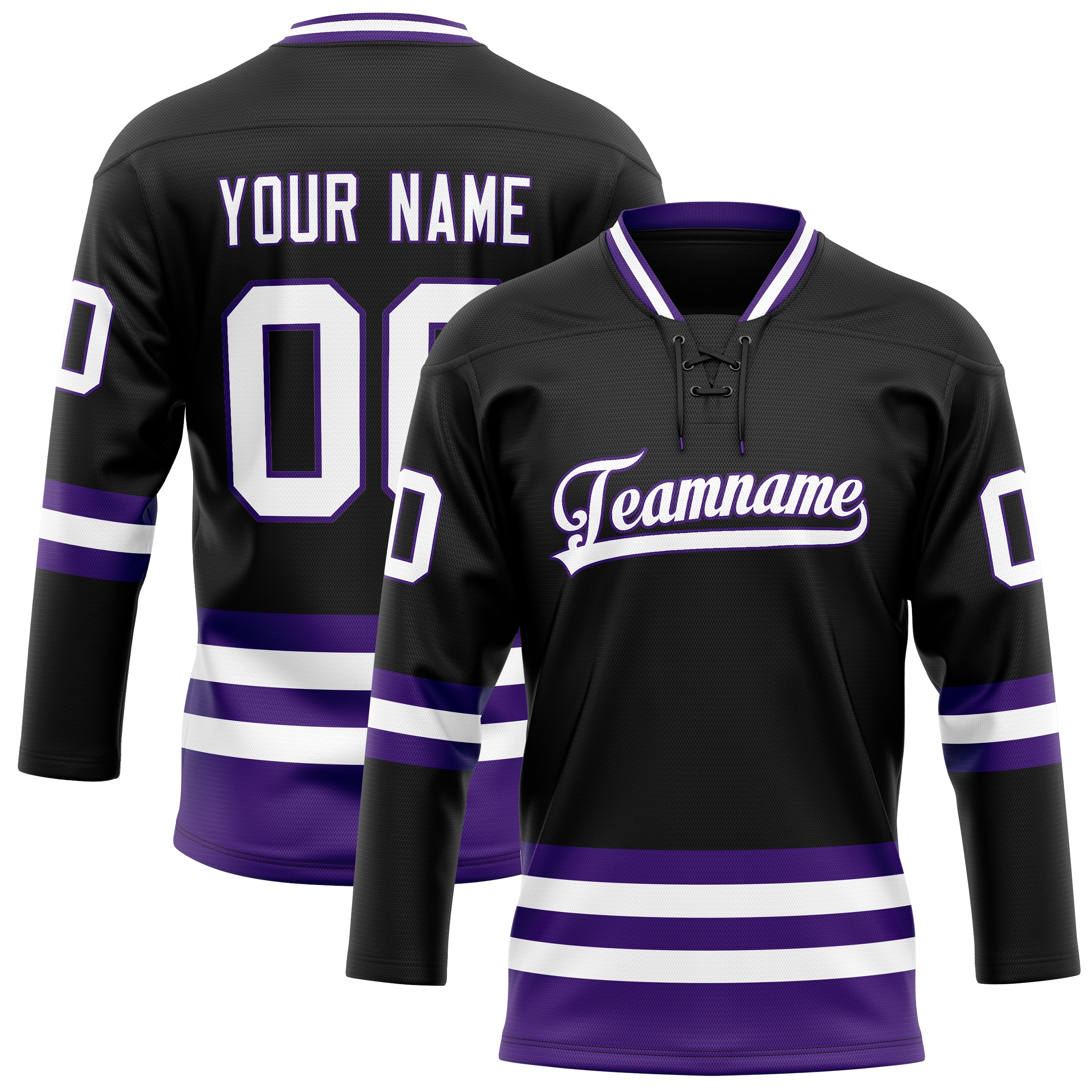 Personalized Black & Purple Solid Colour Hockey Jersey