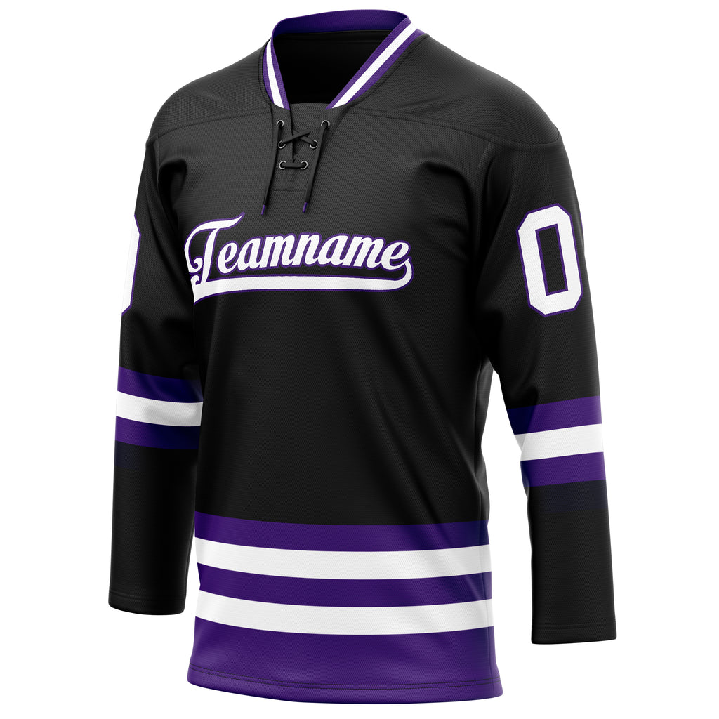 Personalized Black & Purple Solid Colour Hockey Jersey