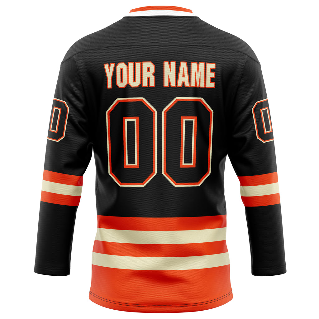 Personalized Black & Orange Solid Colour Hockey Jersey