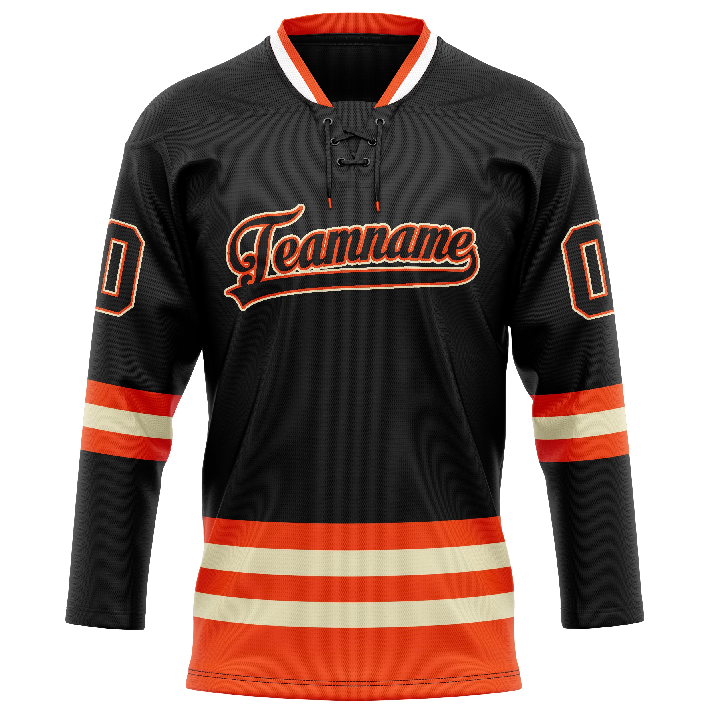 Personalized Black & Orange Solid Colour Hockey Jersey