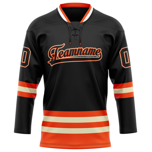 Personalized Black & Orange Solid Colour Hockey Jersey