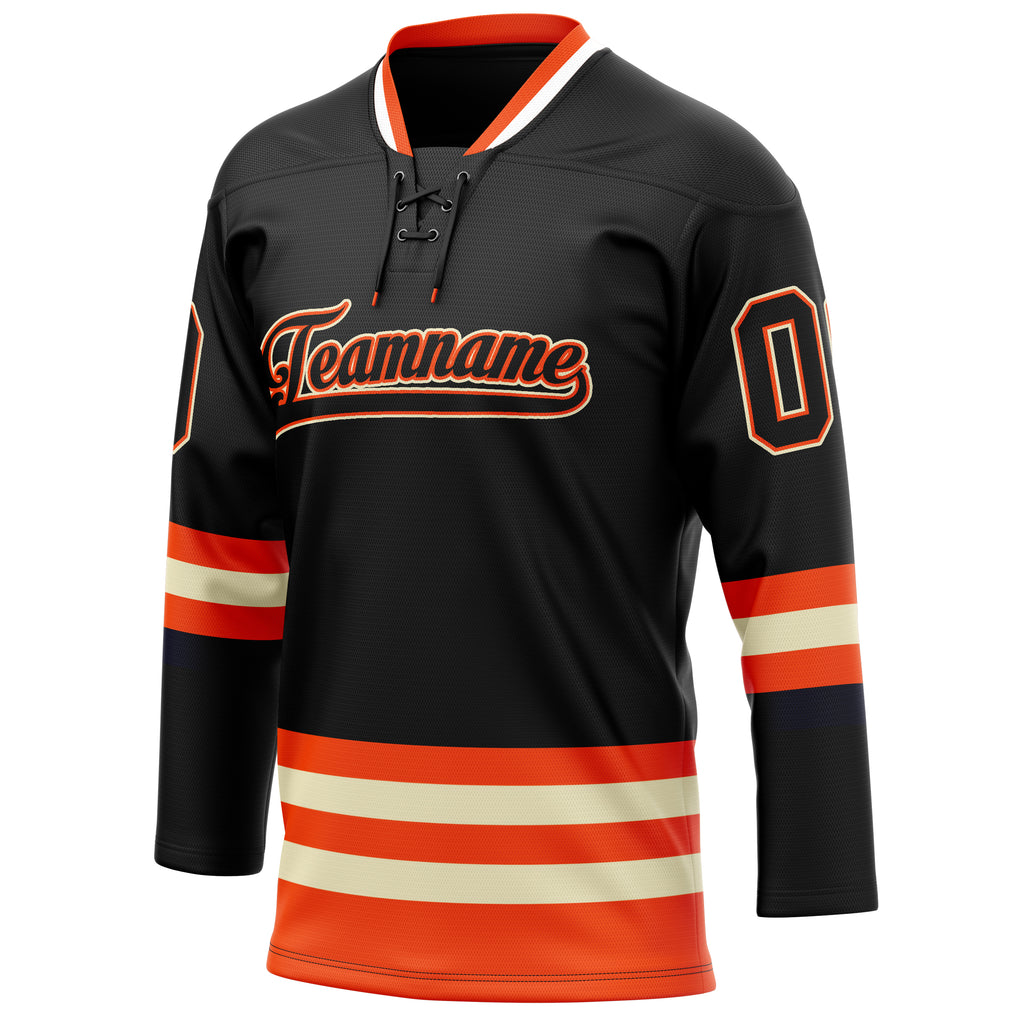 Personalized Black & Orange Solid Colour Hockey Jersey