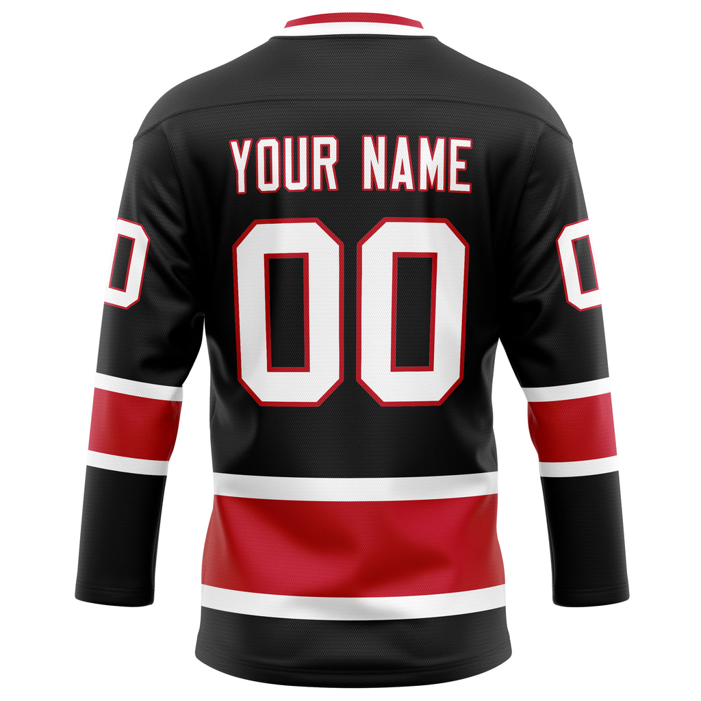 Personalized Black & Red Solid Colour Hockey Jersey