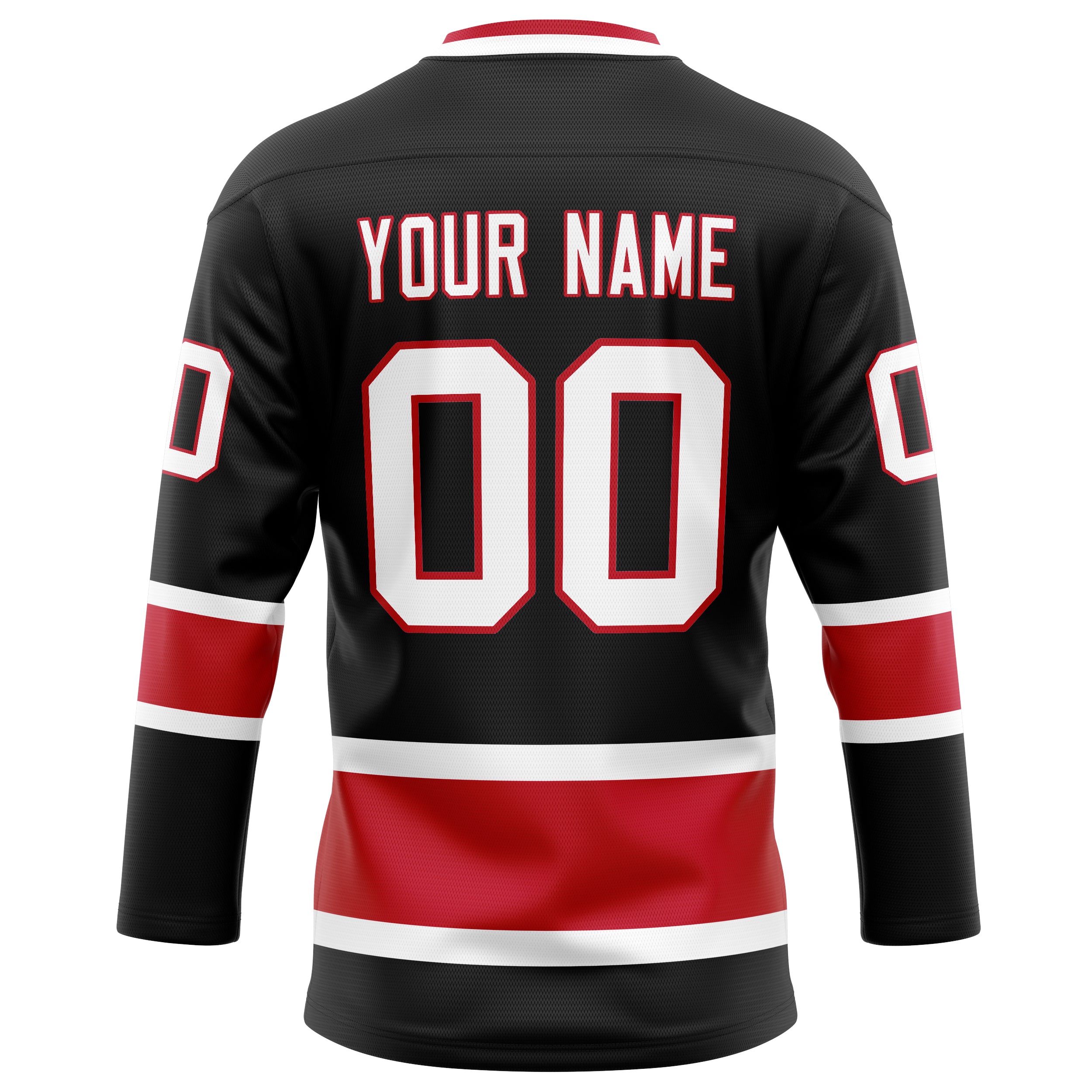 Personalized Black & Red Solid Colour Hockey Jersey