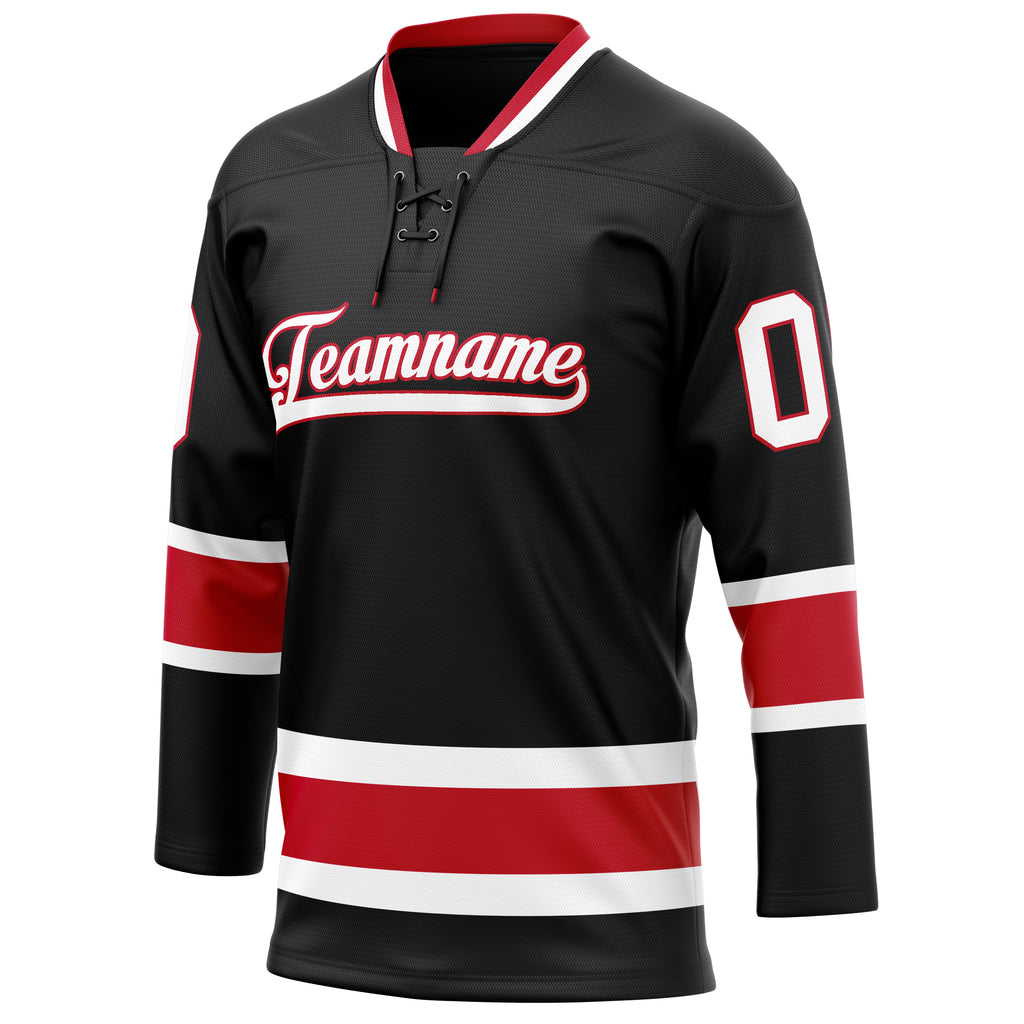 Personalized Black & Red Solid Colour Hockey Jersey