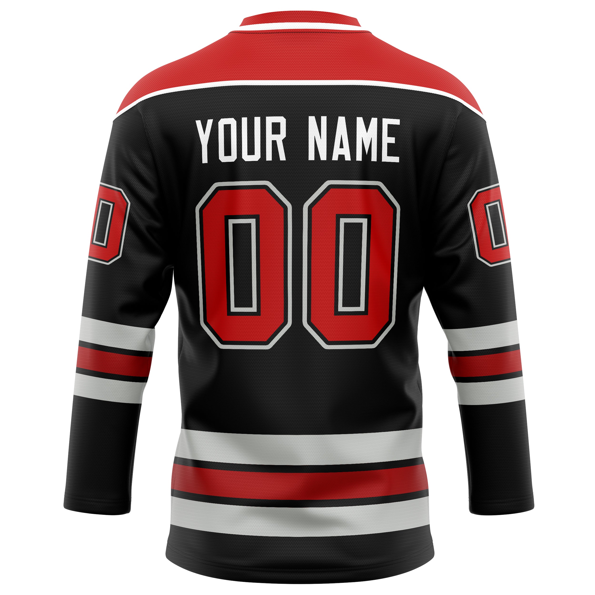 Personalized Black & Red Solid Colour Hockey Jersey