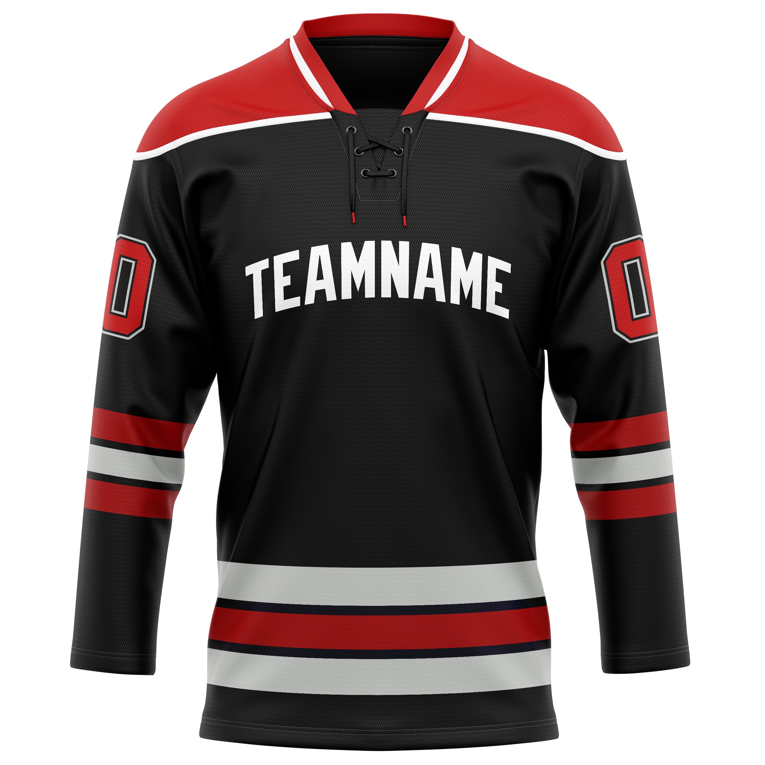 Personalized Black & Red Solid Colour Hockey Jersey