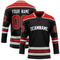 Personalized Black & Red Solid Colour Hockey Jersey
