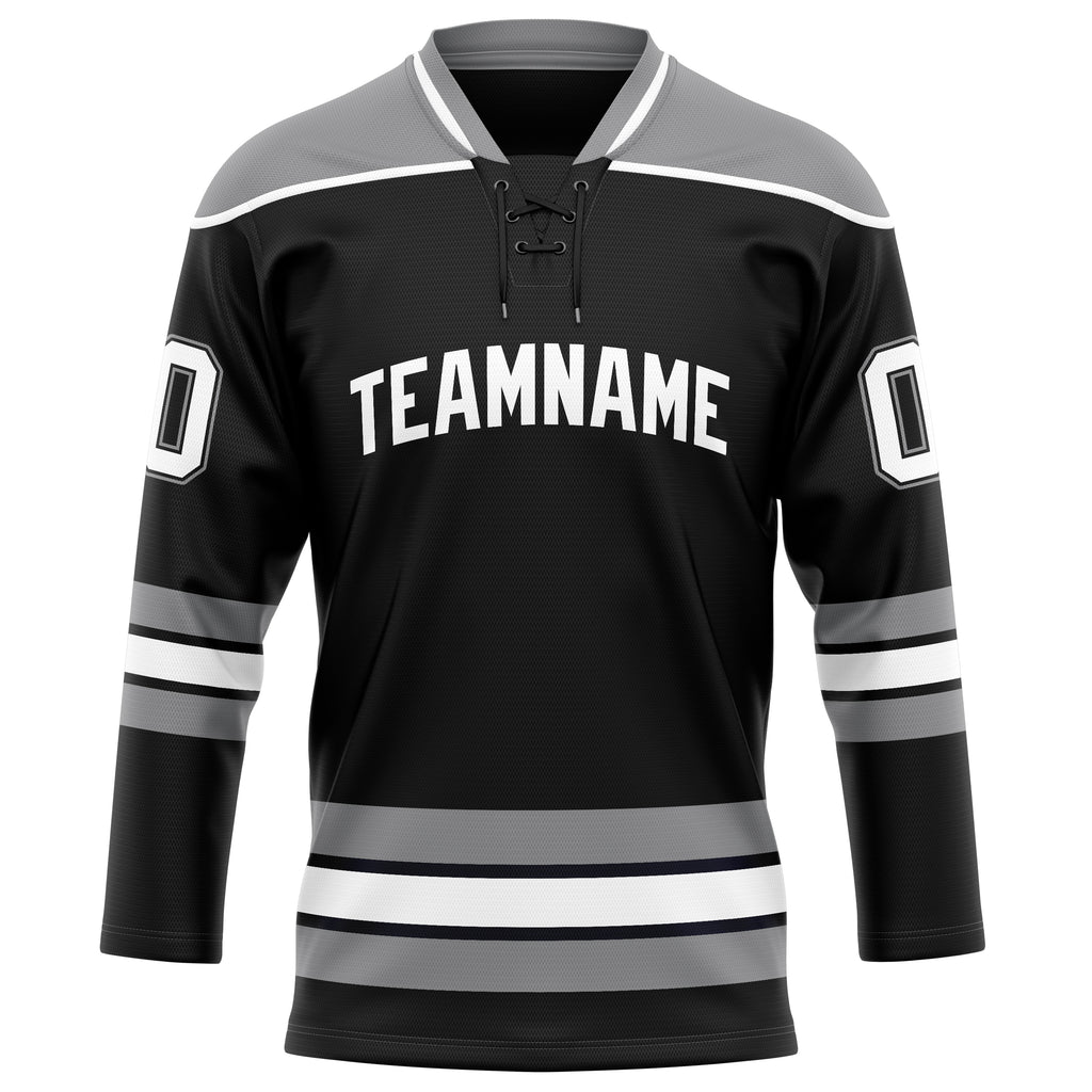 Personalized Black & Gray Solid Colour Hockey Jersey