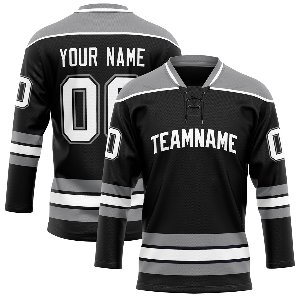 Personalized Black & Gray Solid Colour Hockey Jersey
