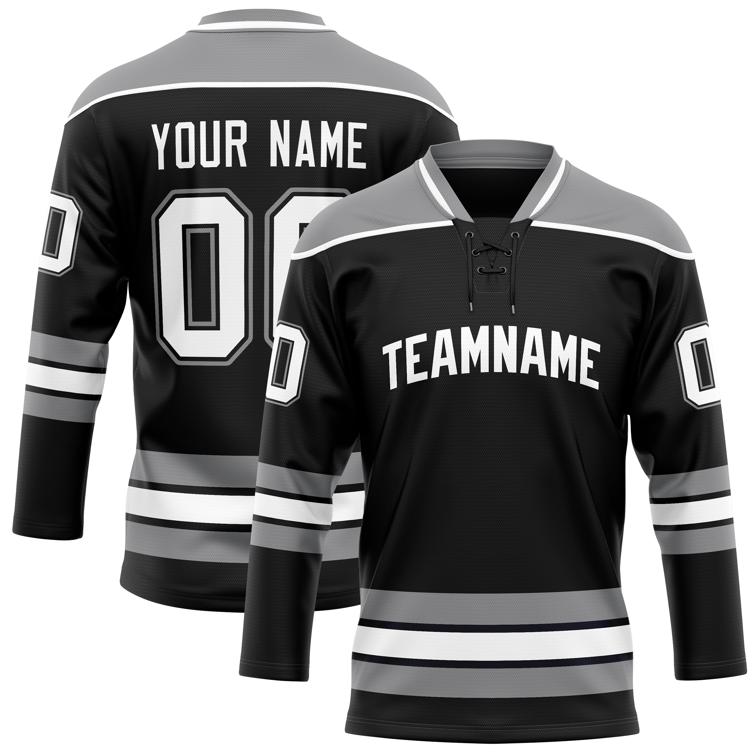 Personalized Black & Gray Solid Colour Hockey Jersey