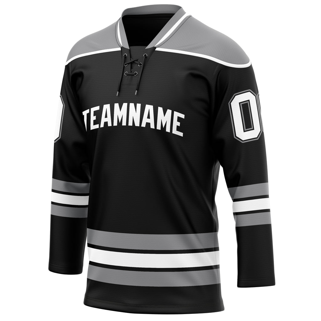Personalized Black & Gray Solid Colour Hockey Jersey