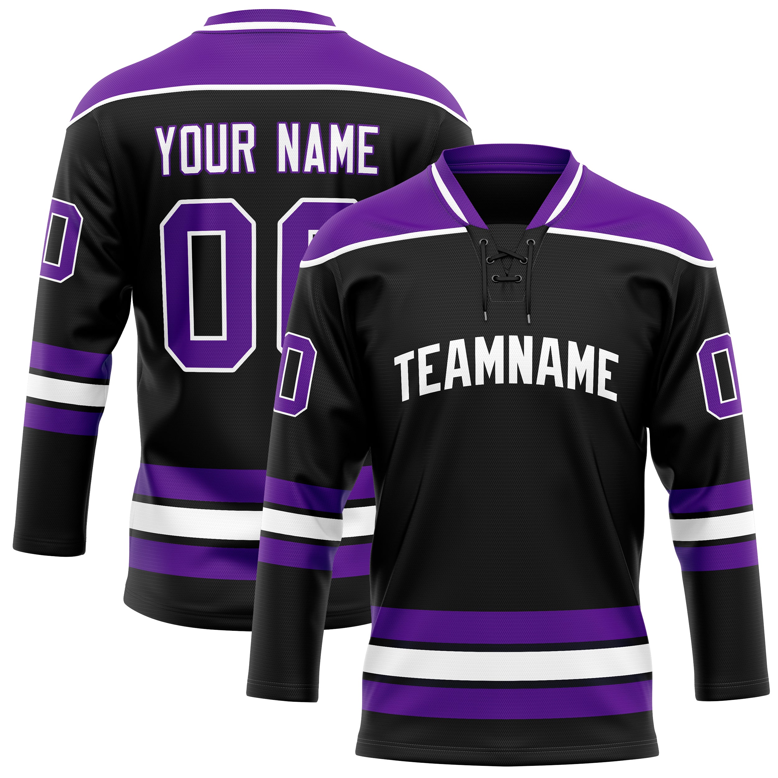 Personalized Black & Purple Solid Colour Hockey Jersey