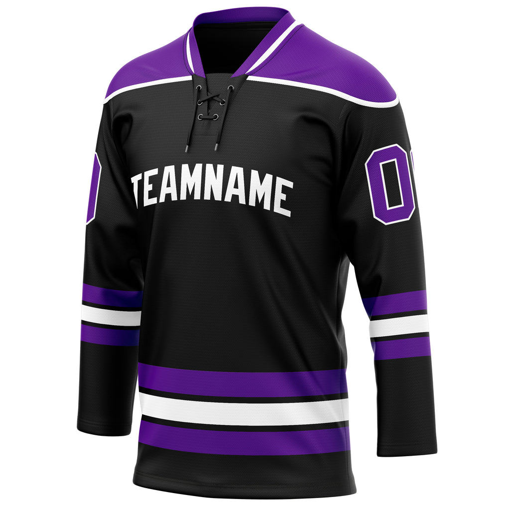 Personalized Black & Purple Solid Colour Hockey Jersey