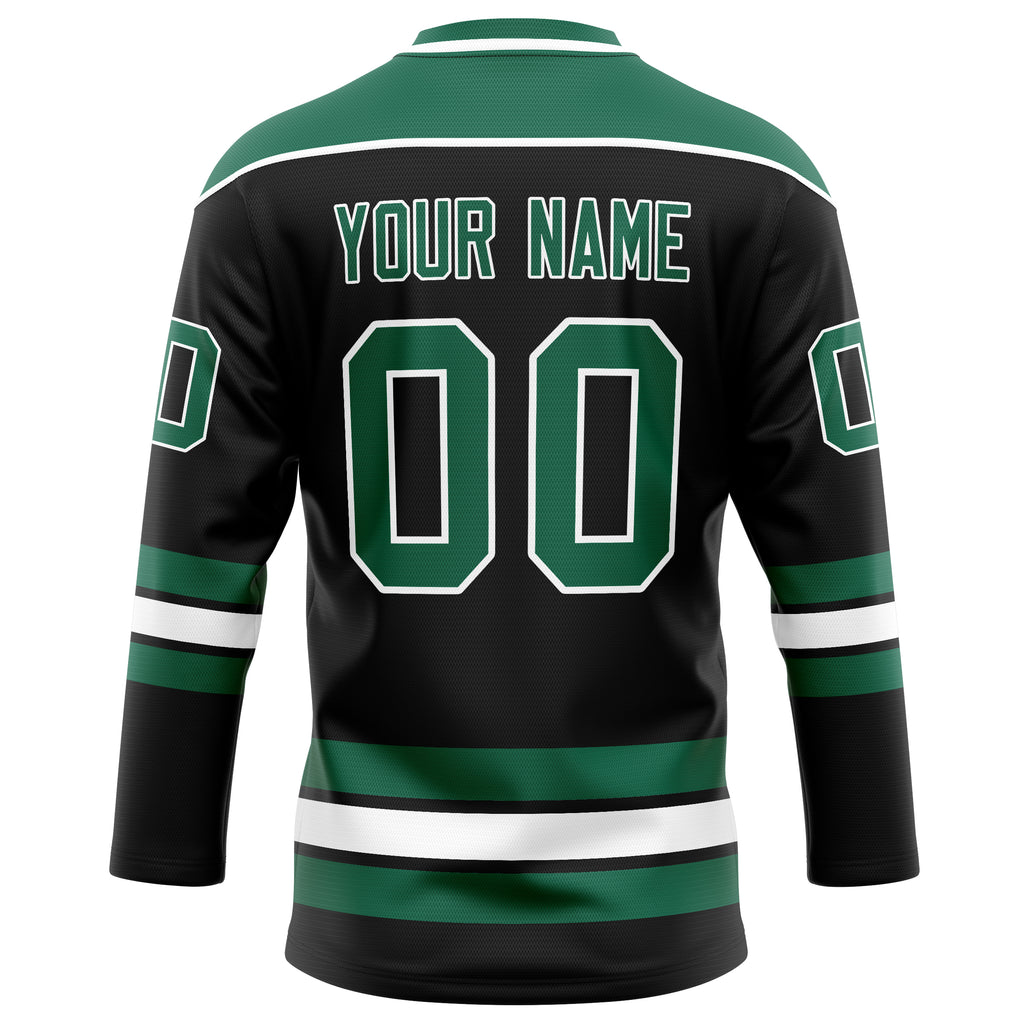 Personalized Black & Kelly Green Solid Colour Hockey Jersey
