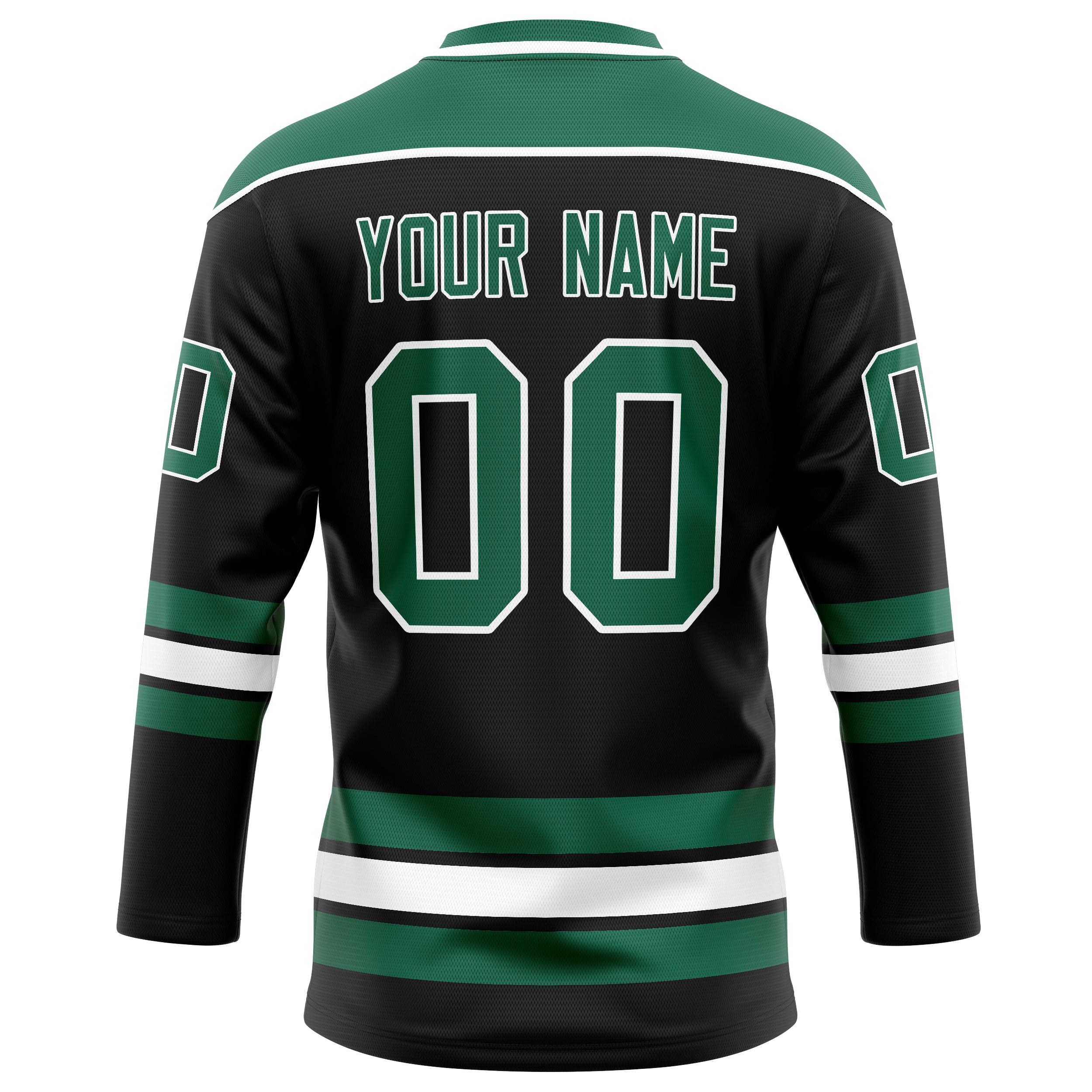 Personalized Black & Kelly Green Solid Colour Hockey Jersey