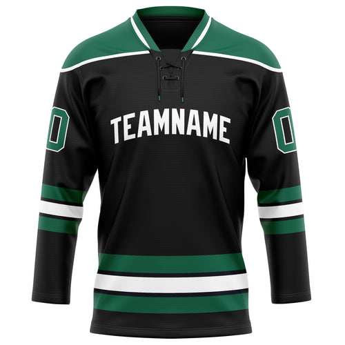 Personalized Black & Kelly Green Solid Colour Hockey Jersey