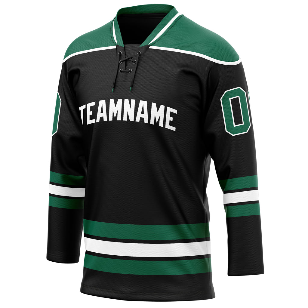 Personalized Black & Kelly Green Solid Colour Hockey Jersey